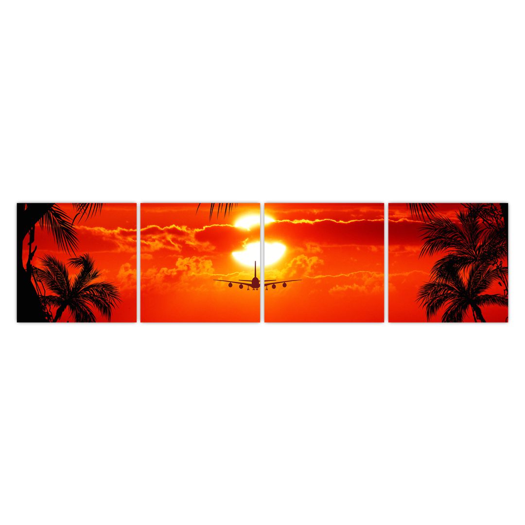 Obraz - západ slunce s letadlem (V020623V16040)