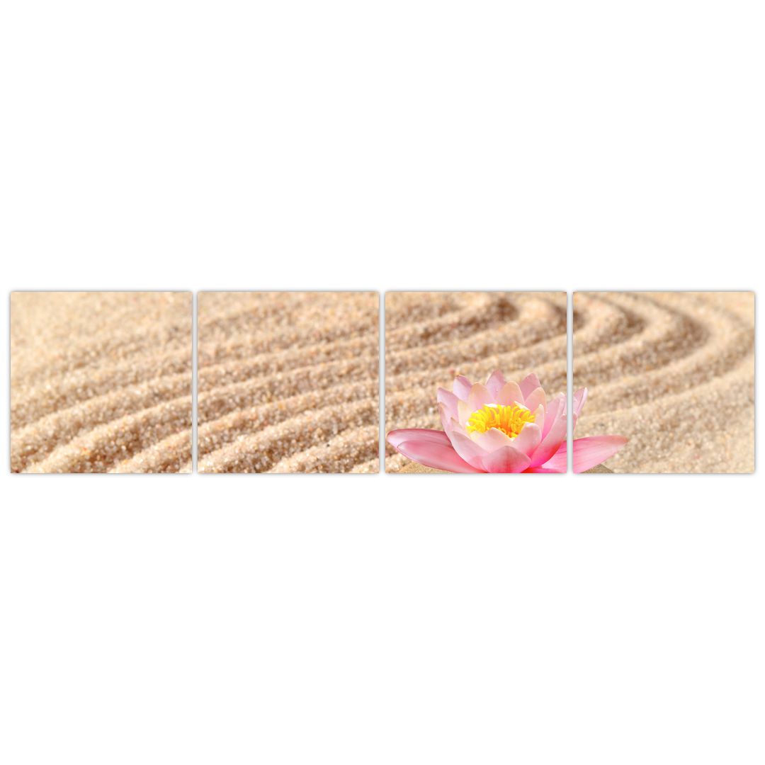 Tablou cu piatră și floare pe nisip (V020864V16040)