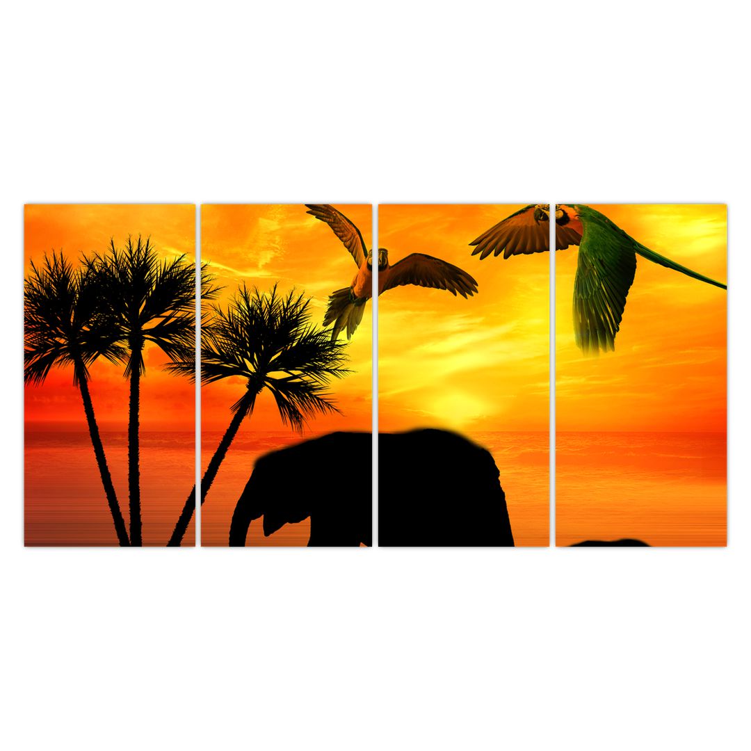 Obraz - papoušci a sloni (V020562V16080)