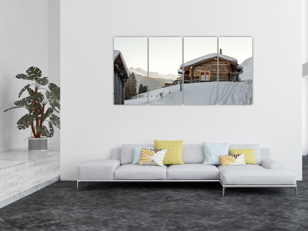 Obraz - horská chata ve sněhu (V020589V16080)