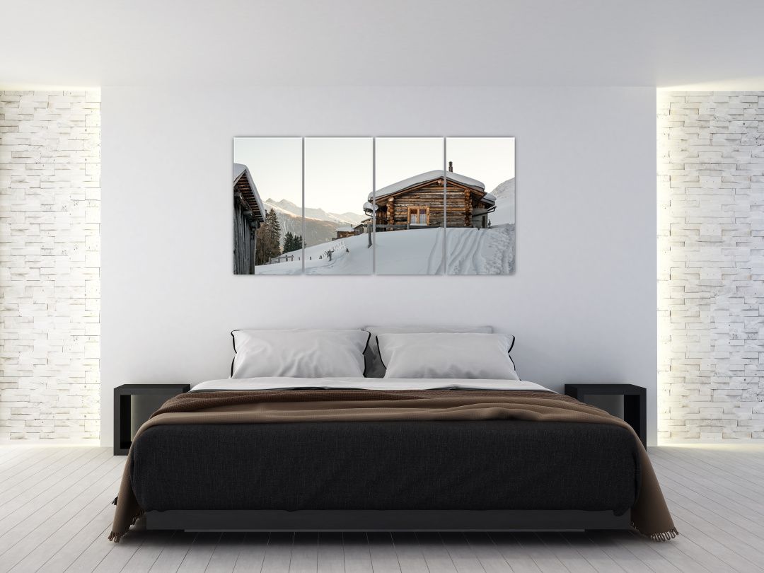 Obraz - horská chata ve sněhu (V020589V16080)