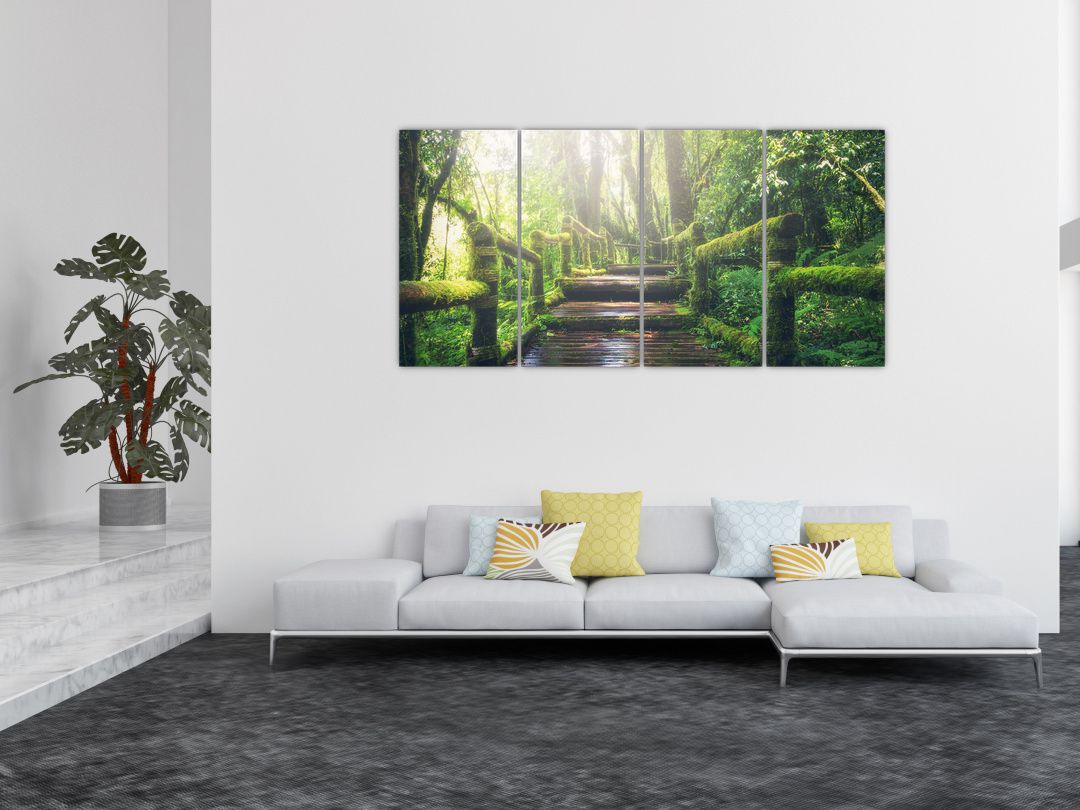 Obraz - dřevěné schody v lese (V020593V16080)
