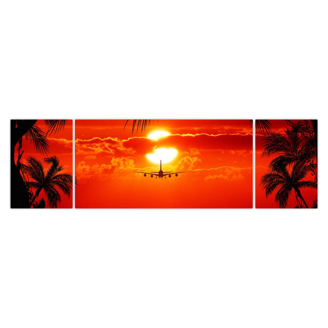Obraz - západ slunce s letadlem (V020623V17050)