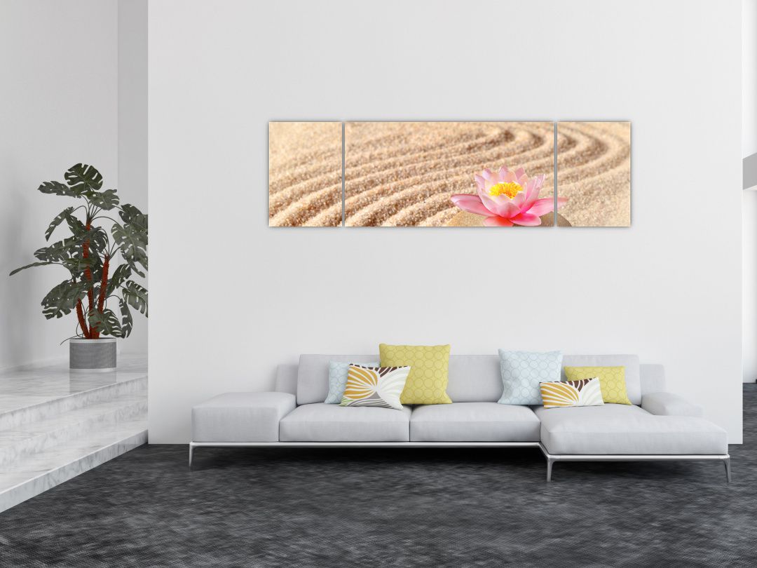 Tablou cu piatră și floare pe nisip (V020864V17050)