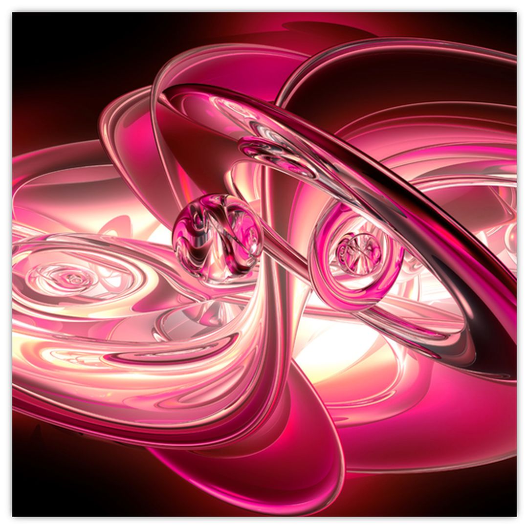Skleněný obraz růžových fraktálů (V020065V3030GD)