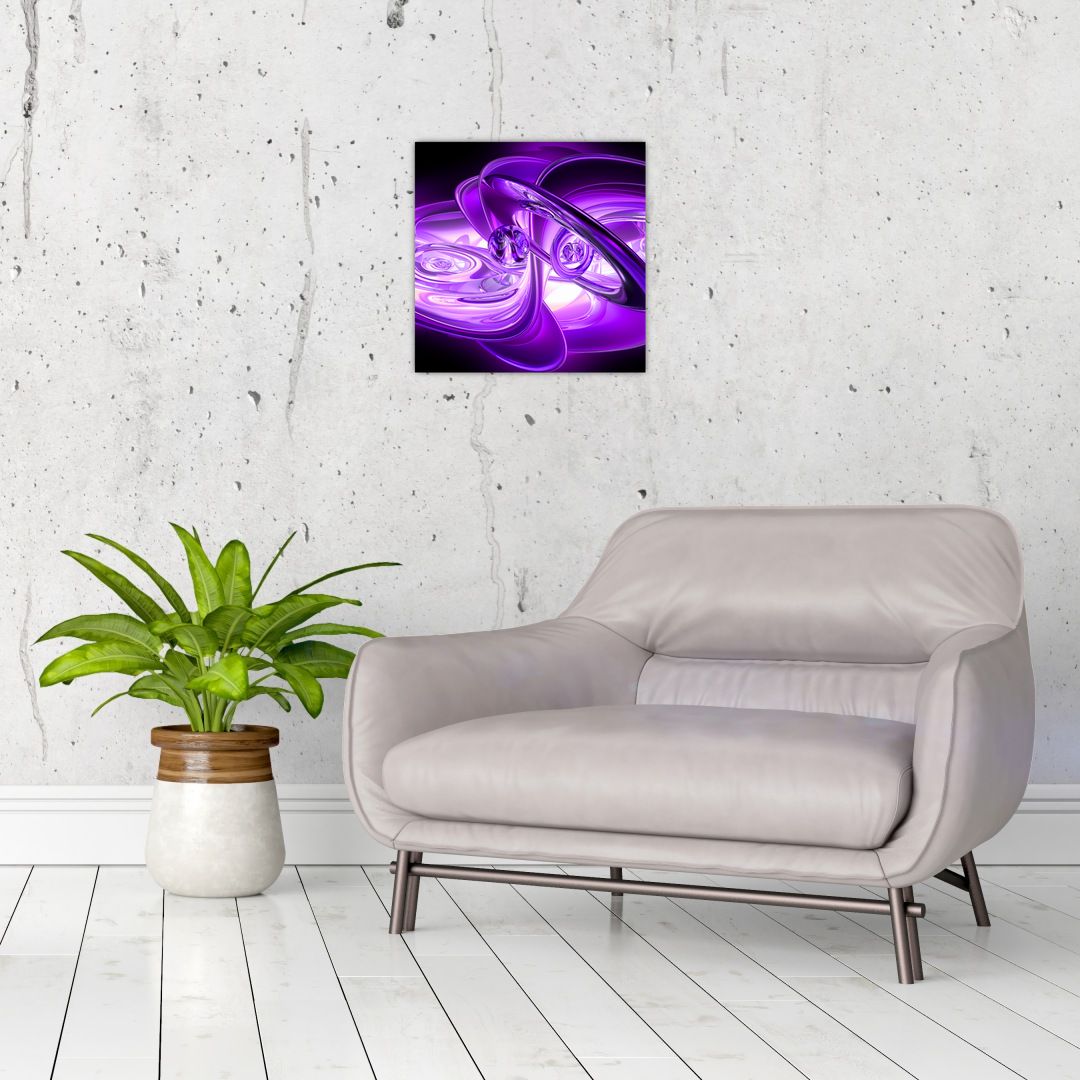 Skleněný obraz fialových fraktálů (V020066V3030GD)