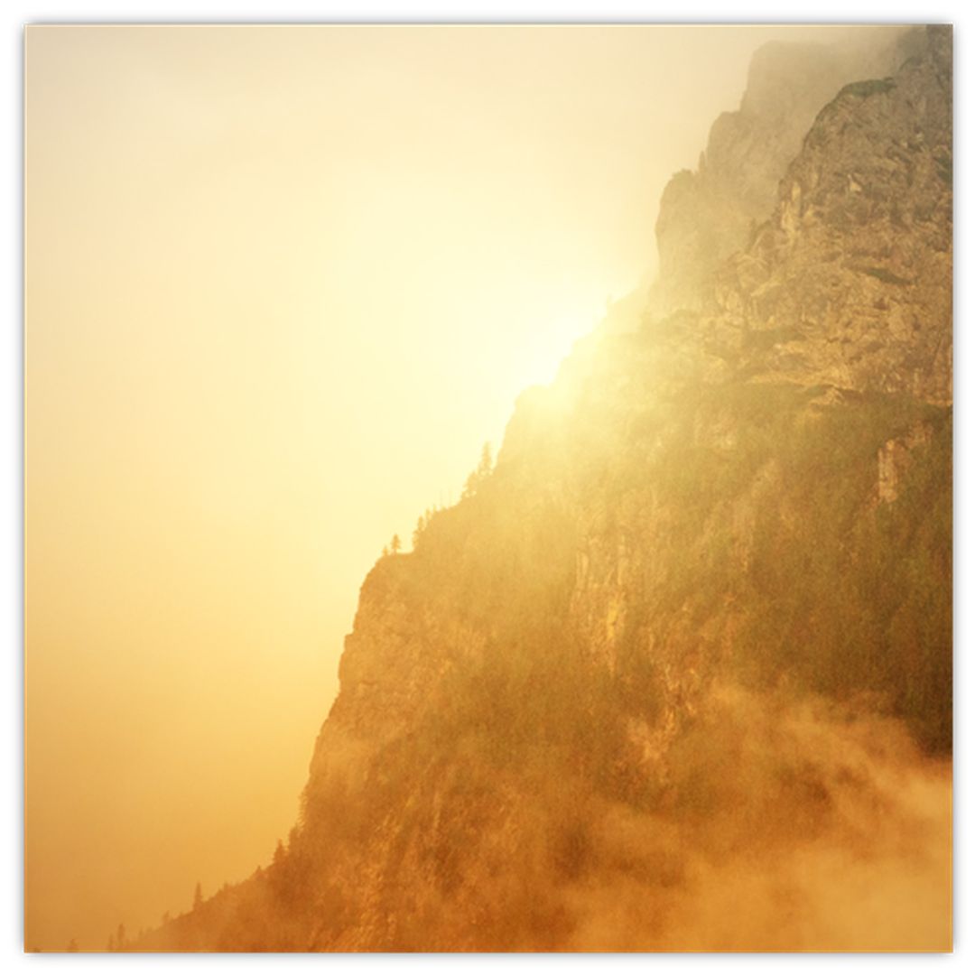Skleněný obraz hory v mlze (V020082V3030GD)