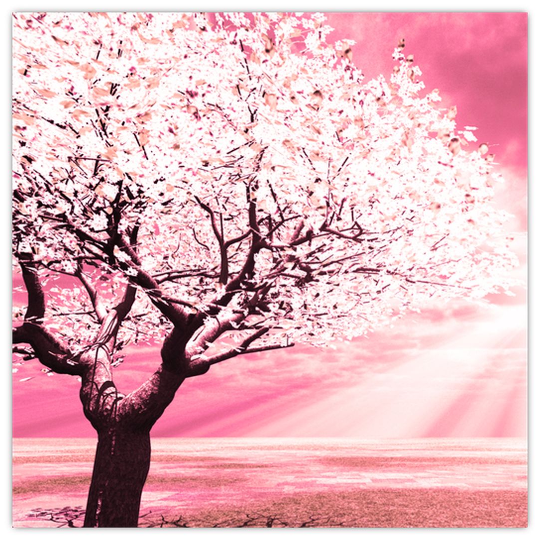 Růžový obraz stromu (V020096V3030GD)