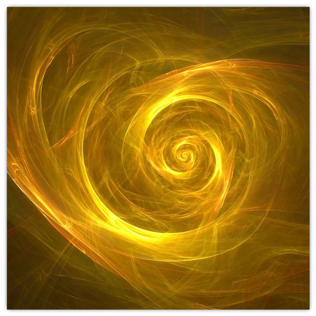 Skleněný obraz abstraktní žluté spirály (V020128V3030GD)