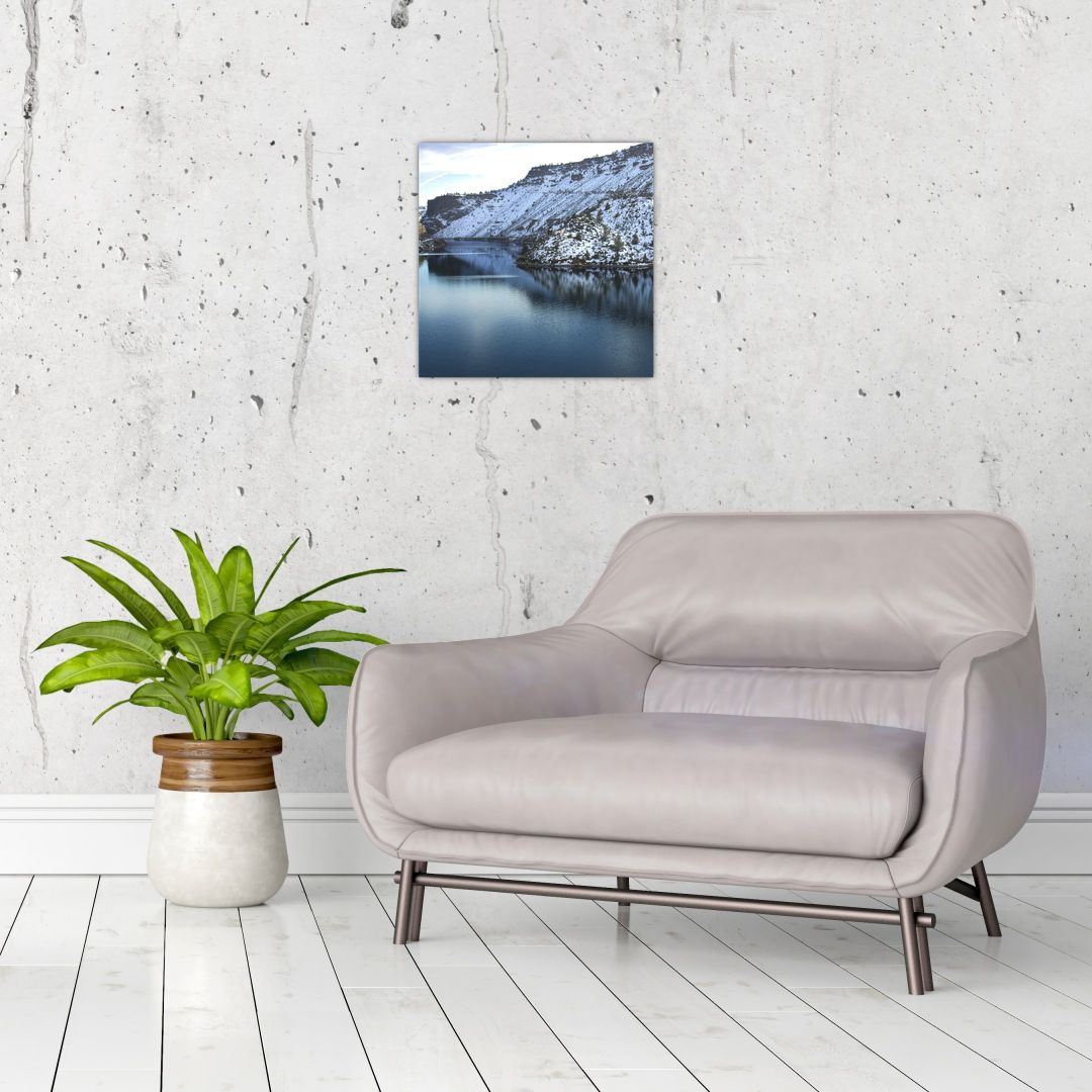 Skleněný obraz - zimní krajina s jezerem (V020216V3030GD)
