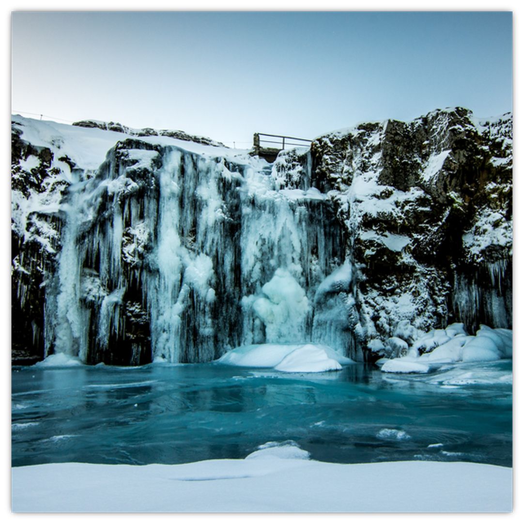 Skleněný obraz zamrzlých vodopádů (V020230V3030GD)
