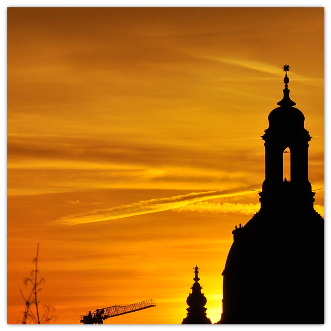 Skleněný obraz kostelu v západu slunce (V020354V3030GD)