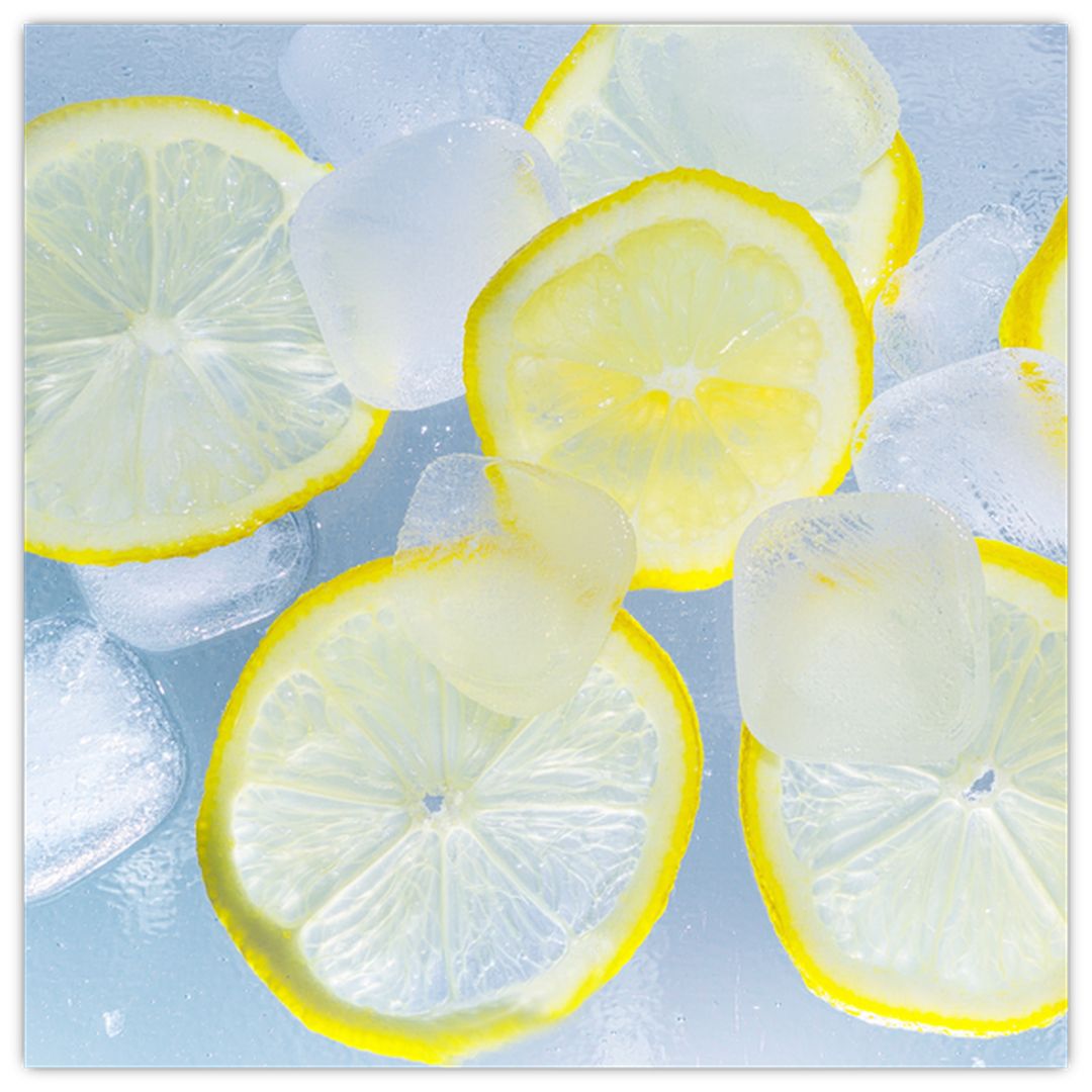 Skleněný obraz citrónů v ledu (V020358V3030GD)