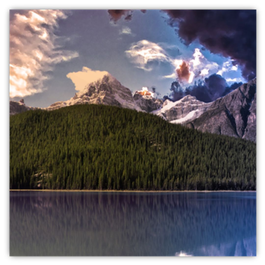 Skleněný obraz jezera a hor (V020462V3030GD)
