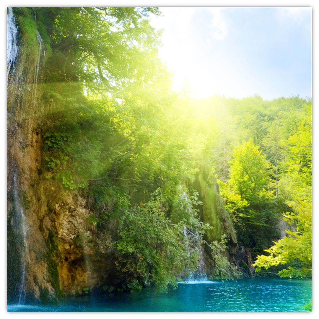 Skleněný obraz - vodopády v pralese (V020549V3030GD)