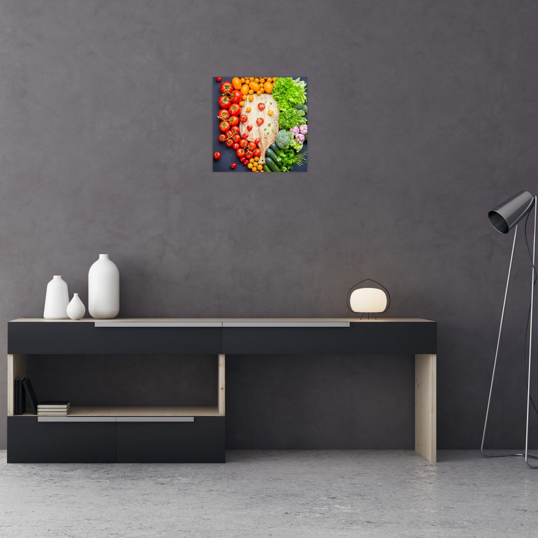 Skleněný obraz - Stůl plný zeleniny (V022283V3030GD)