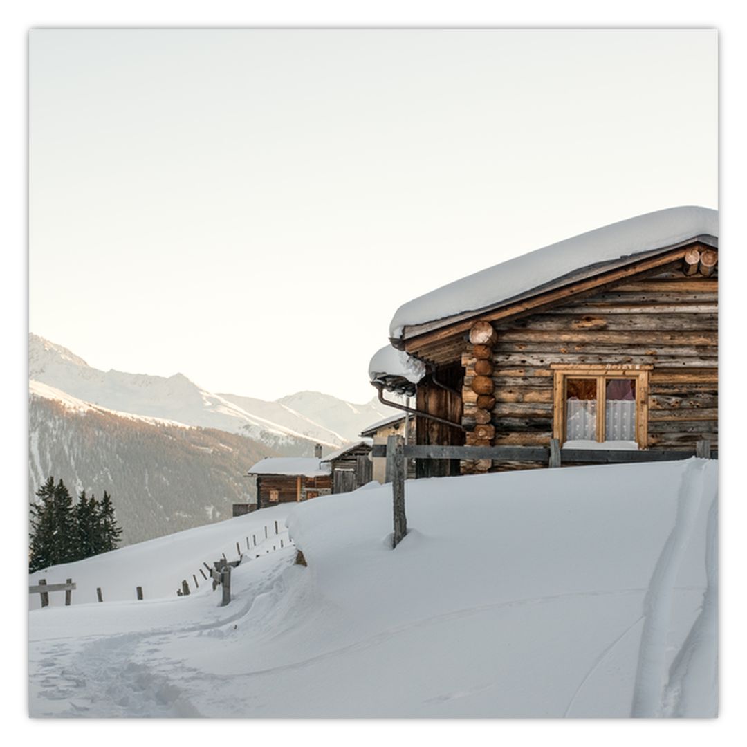 Obraz - horská chata ve sněhu (V020589V4040)