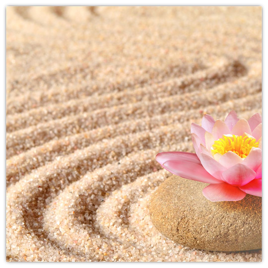 Tablou cu piatră și floare pe nisip (V020864V4040)