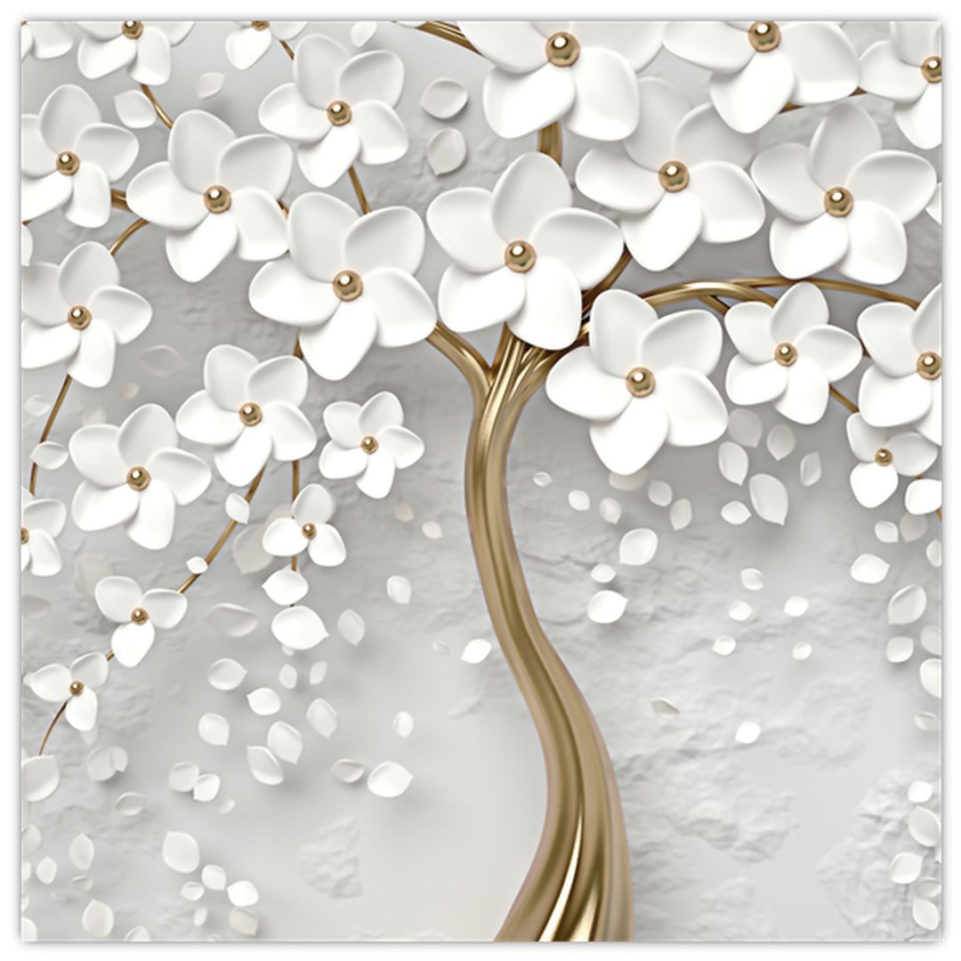 Obraz bílého stromu s květinami (V020977V4040)