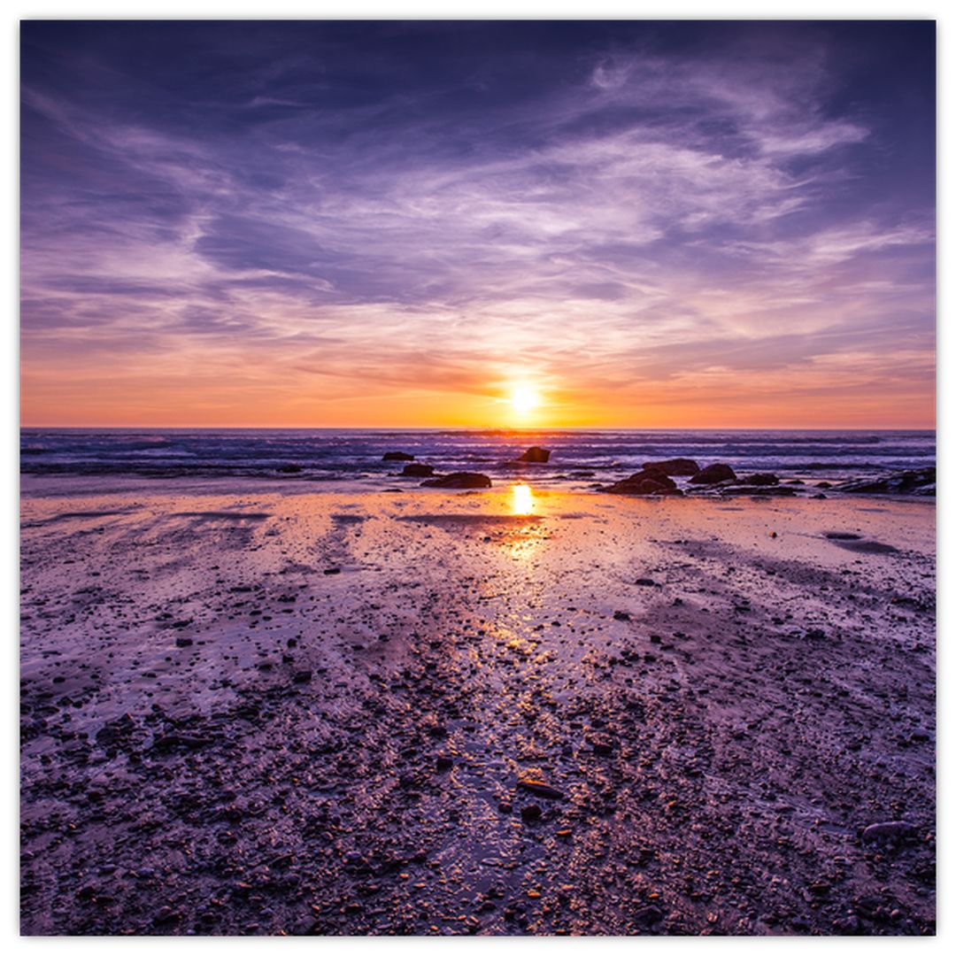 Skleněný obraz pláže - západ slunce (V020028V4040GD)