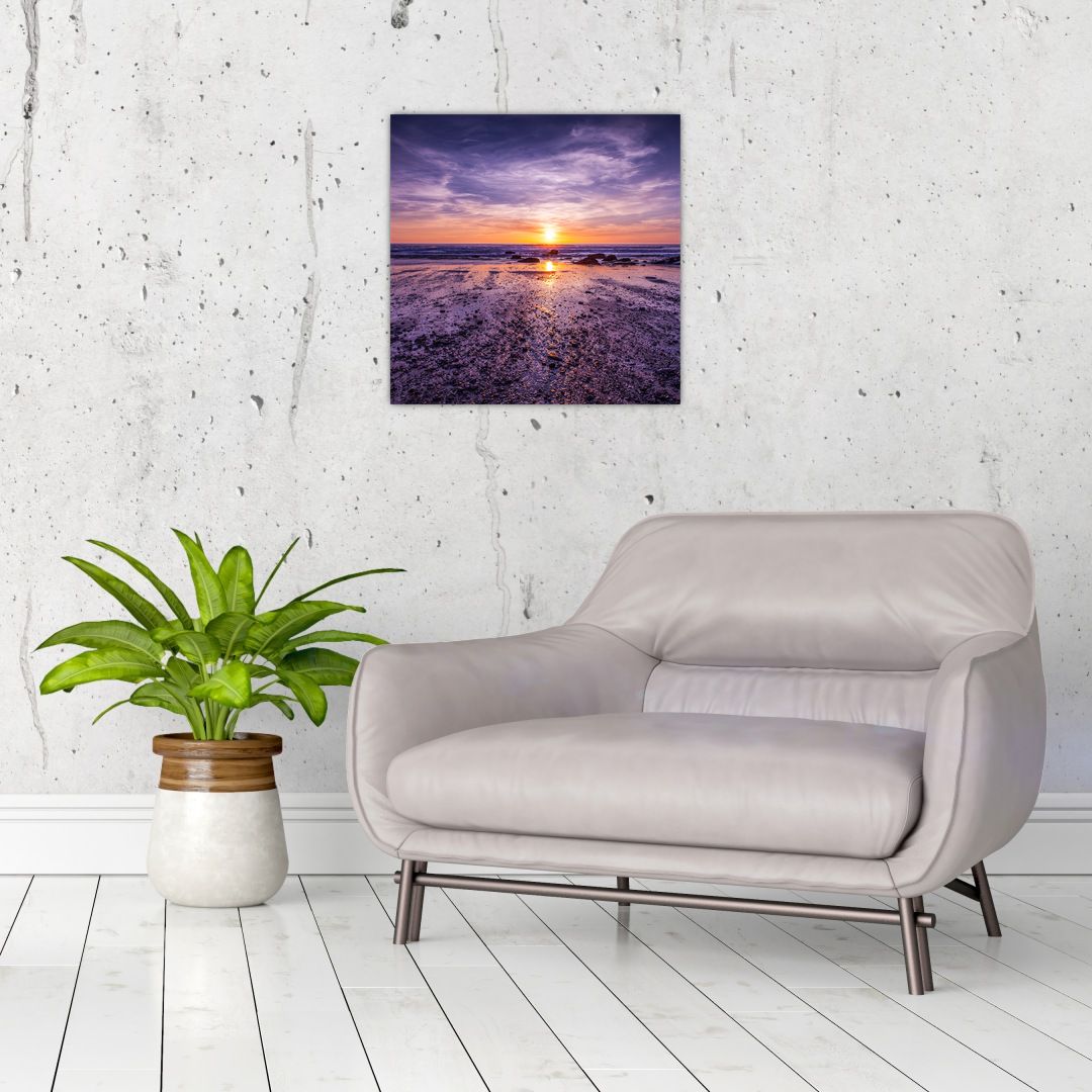 Skleněný obraz pláže - západ slunce (V020028V4040GD)