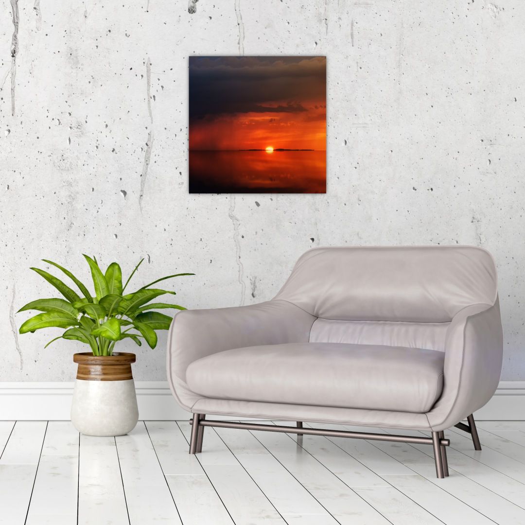 Skleněný obraz západu slunce s plachetnicí (V020084V4040GD)