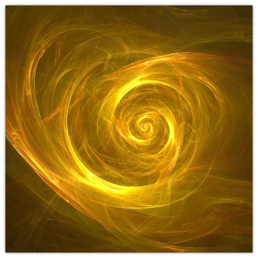 Skleněný obraz abstraktní žluté spirály (V020128V4040GD)