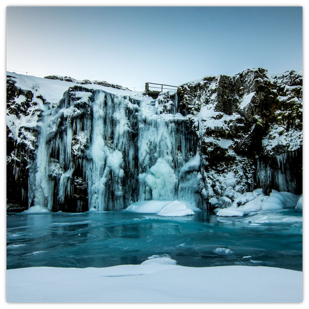 Skleněný obraz zamrzlých vodopádů (V020230V4040GD)