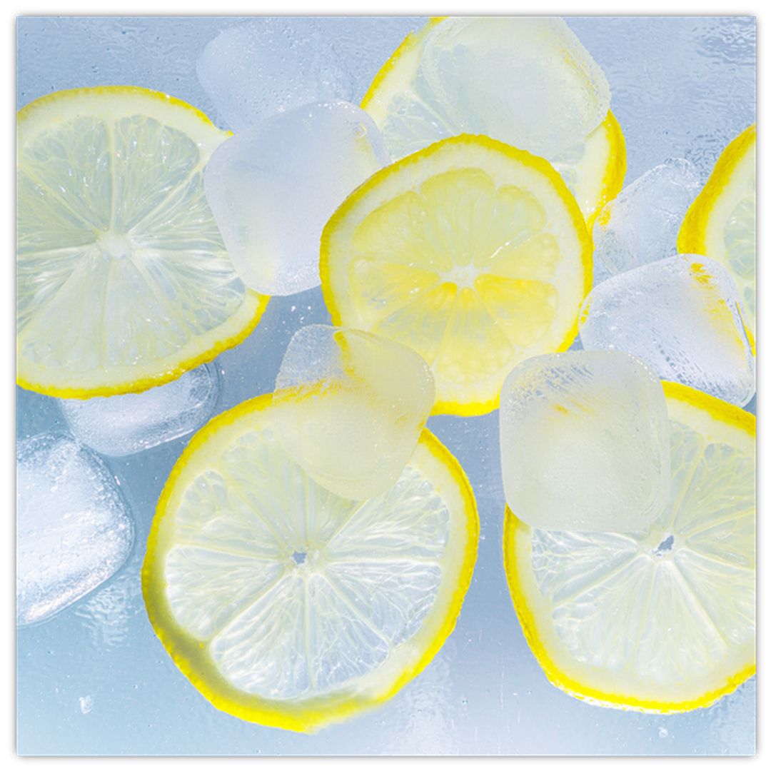 Skleněný obraz citrónů v ledu (V020358V4040GD)