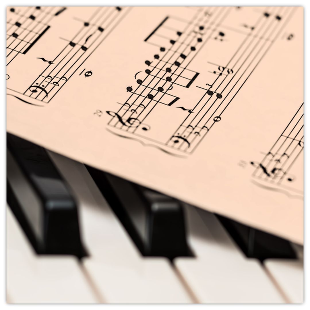 Skleněný obraz klavíru s notami (V020365V4040GD)