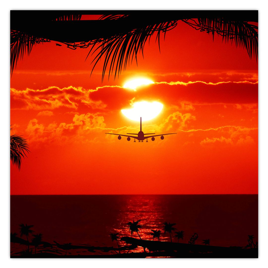 Obraz - západ slunce s letadlem (V020623V5050)