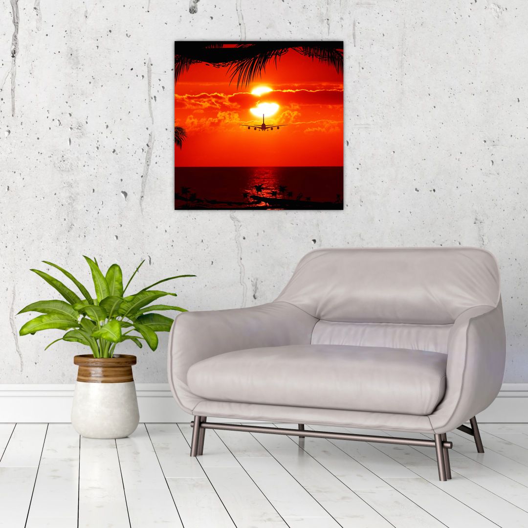 Obraz - západ slunce s letadlem (V020623V5050)