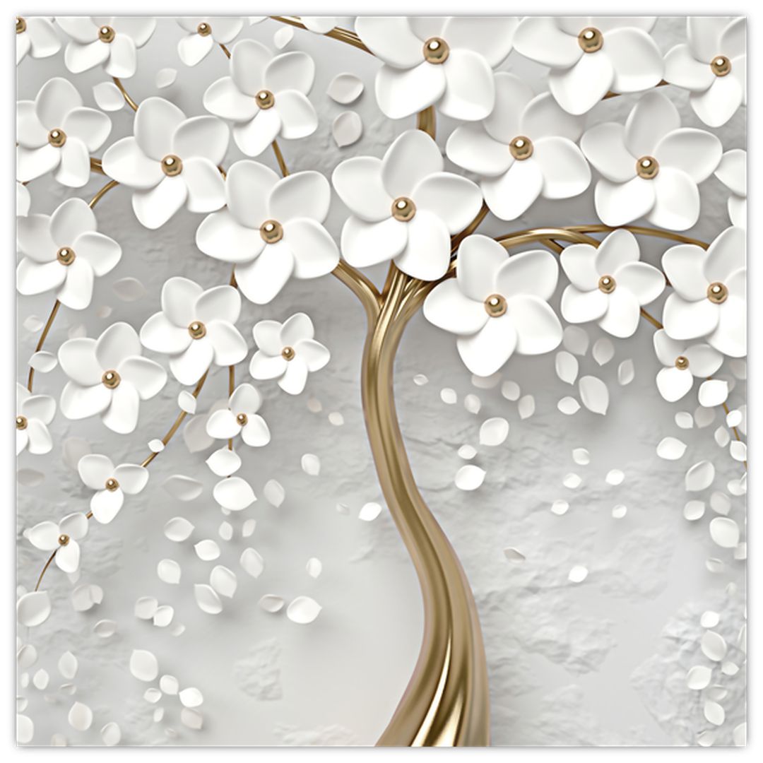 Obraz bílého stromu s květinami (V020977V5050)