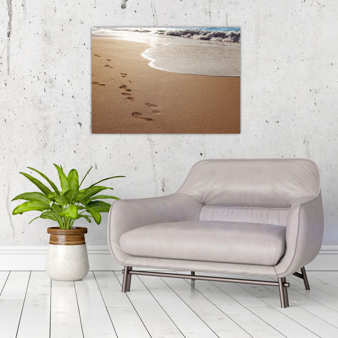 Obraz - stopy v písku a moře (V020583V7050)