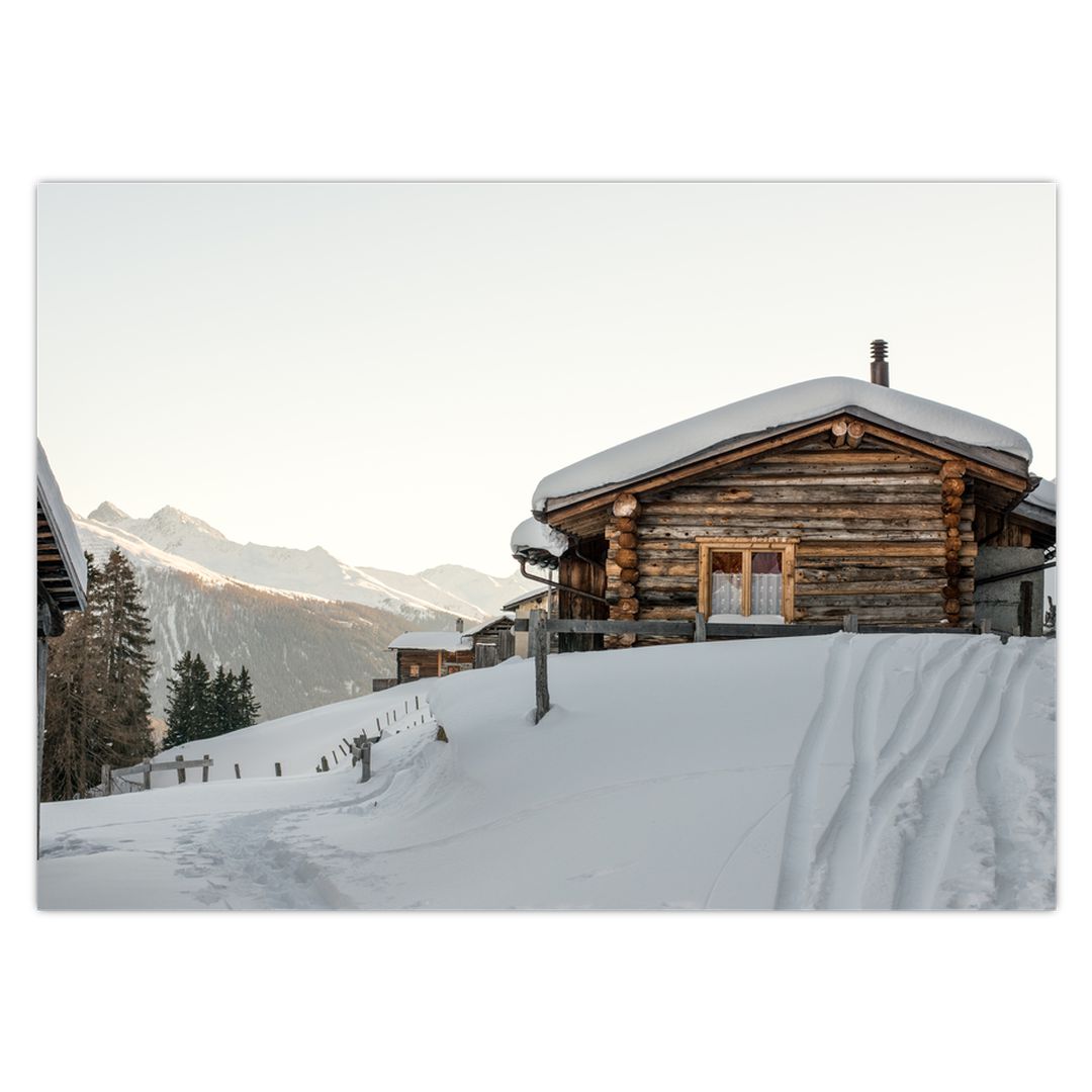 Obraz - horská chata ve sněhu (V020589V7050)