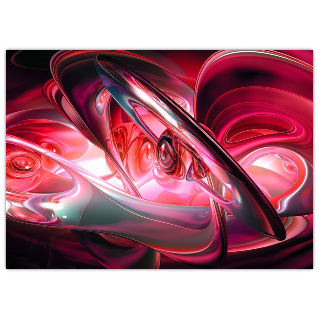 Skleněný obraz červených fraktálů (V020069V7050GD)