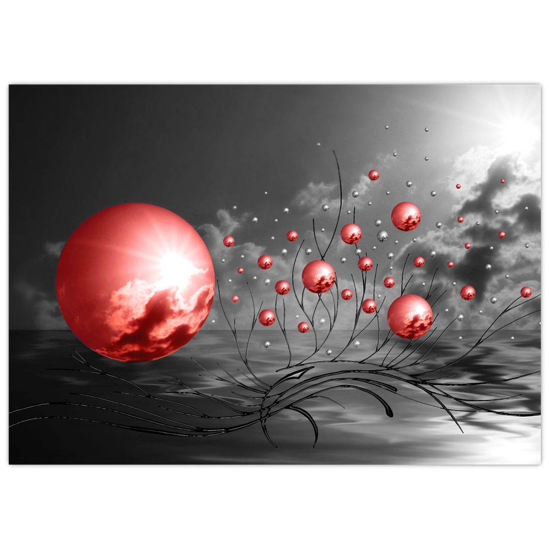 Skleněný obraz červených koulí (V020107V7050GD)