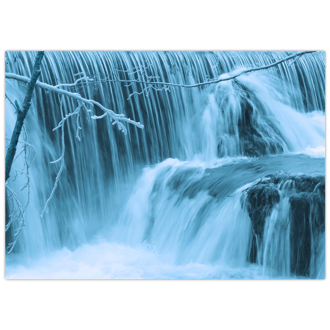 Skleněný obraz - ledové vodopády (V020123V7050GD)