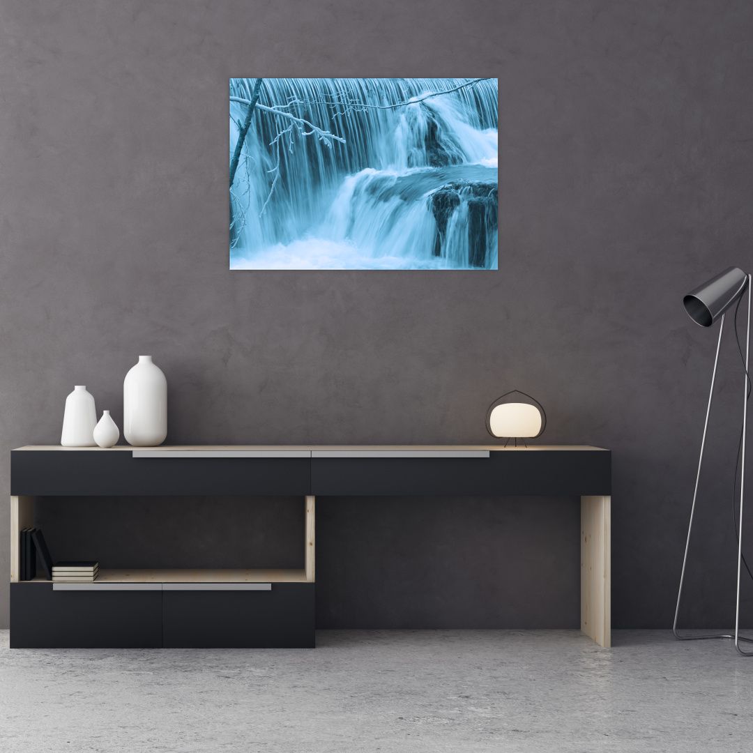 Skleněný obraz - ledové vodopády (V020123V7050GD)