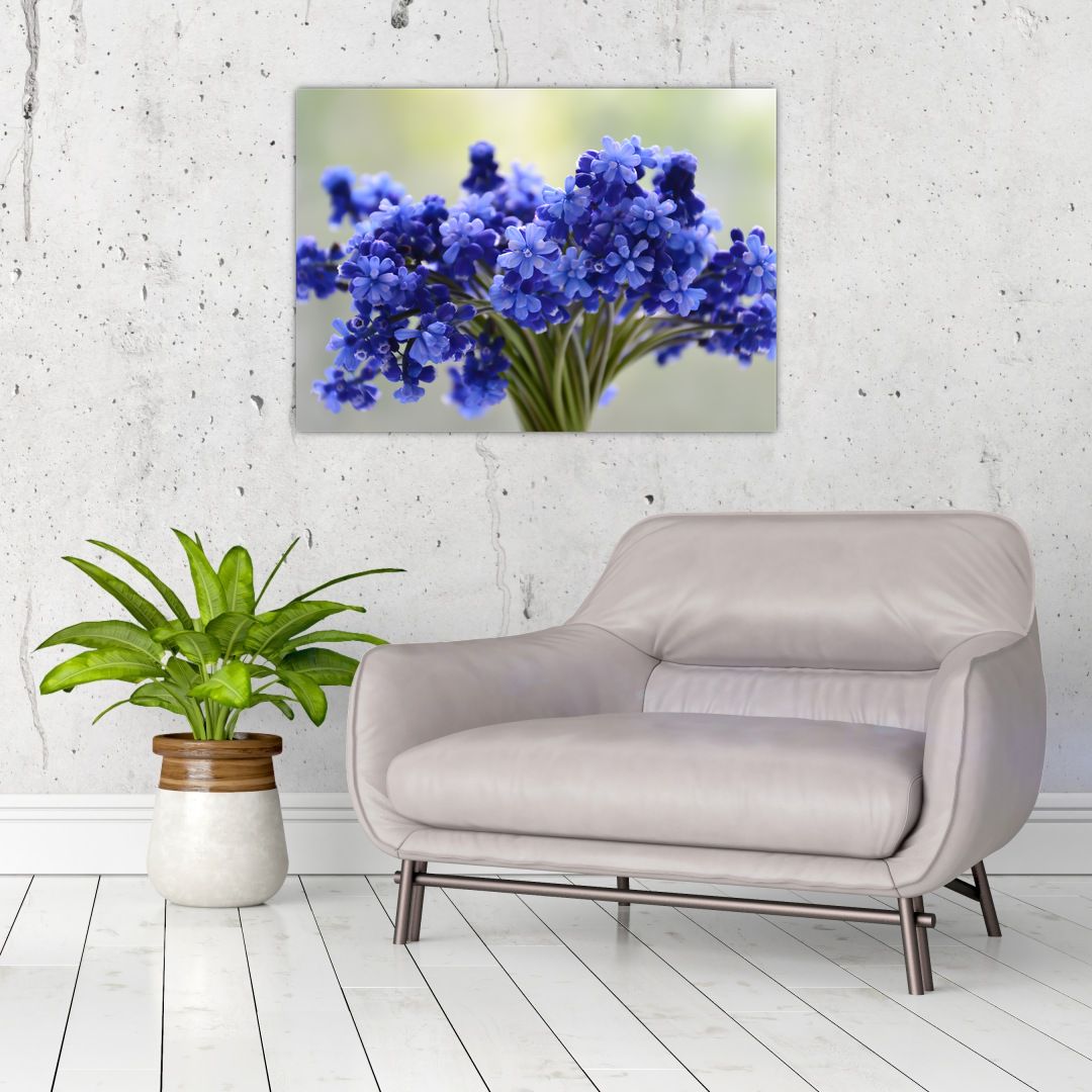 Skleněný obraz kytice modrých květů (V020175V7050GD)