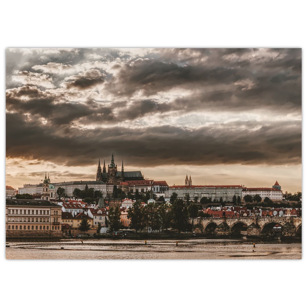 Skleněný obraz - zamračená Praha (V020258V7050GD)
