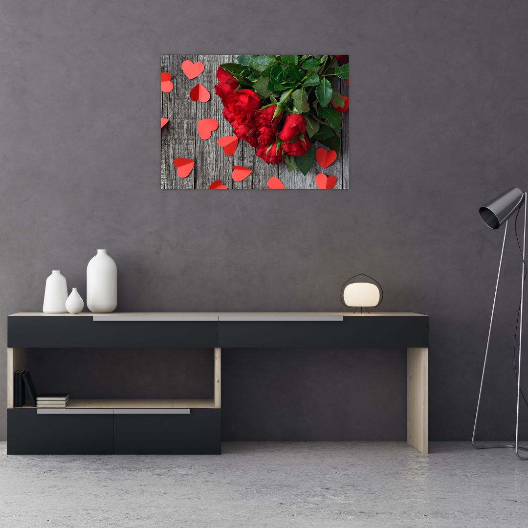 Skleněný obraz - kytice růží (V020298V7050GD)