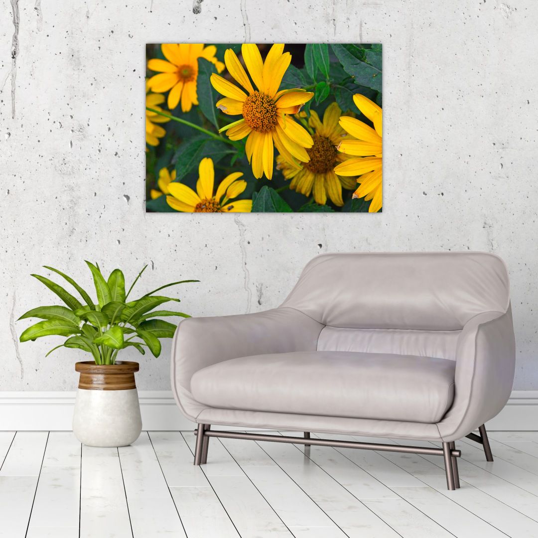 Skleněný obraz žlutých květin (V020309V7050GD)