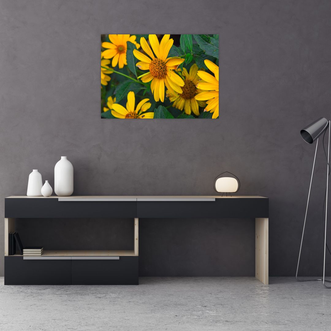 Skleněný obraz žlutých květin (V020309V7050GD)