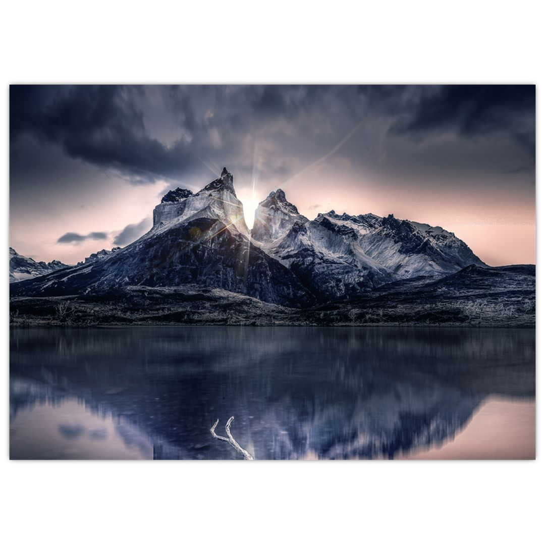 Skleněný obraz jezera s horou (V020333V7050GD)