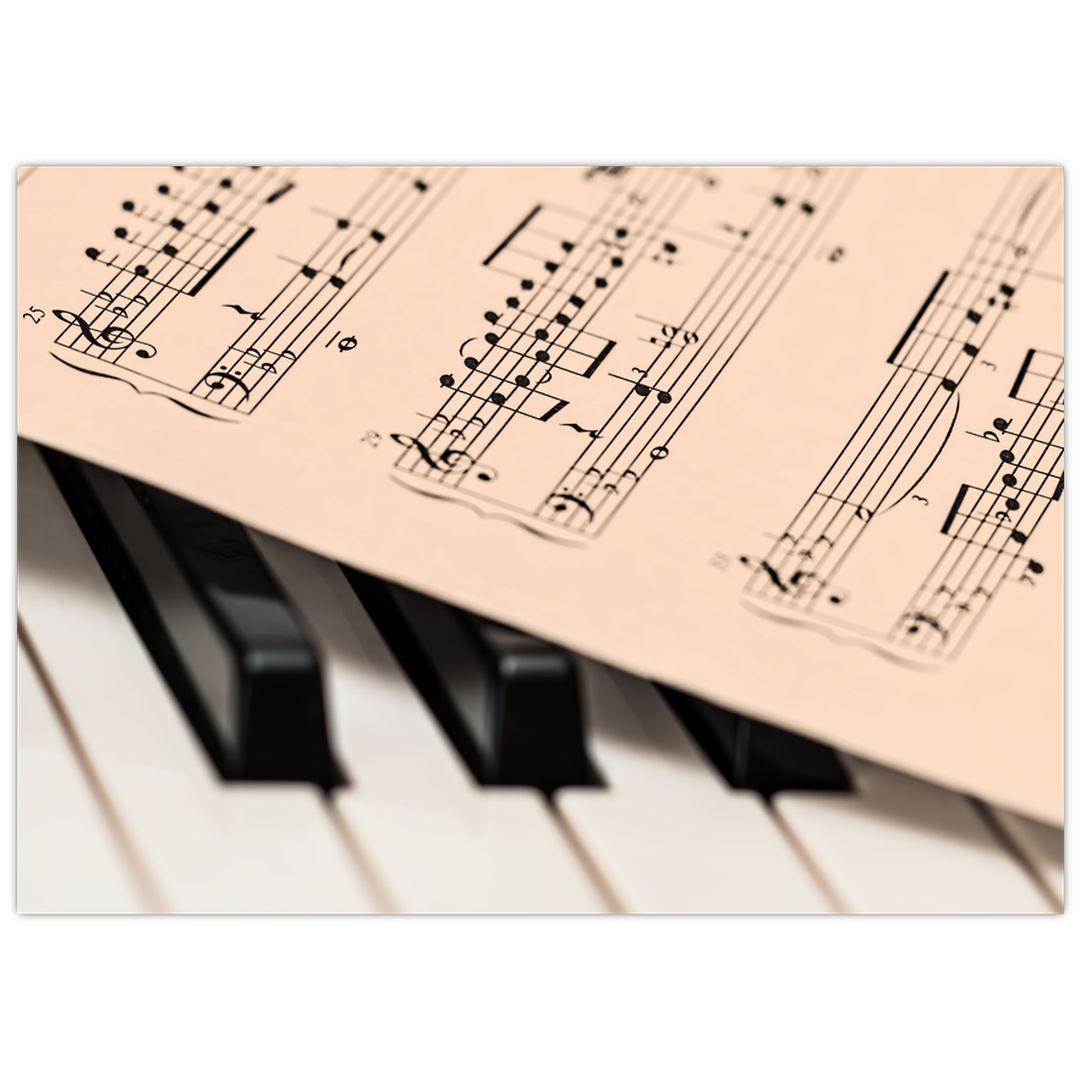 Skleněný obraz klavíru s notami (V020365V7050GD)