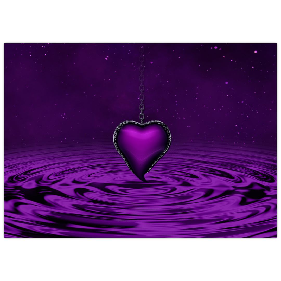 Skleněný obraz fialového srdce (V020396V7050GD)