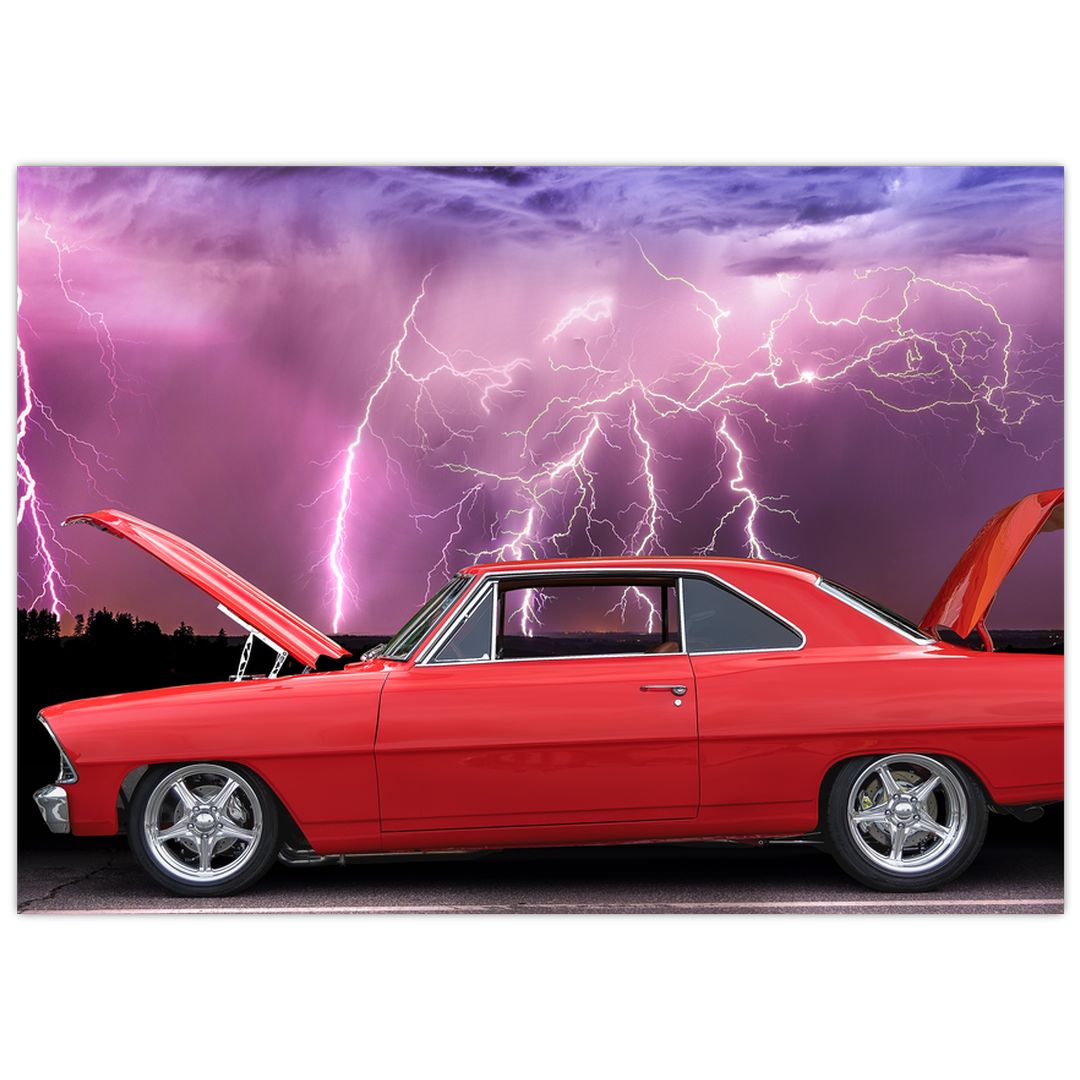 Skleněný obraz červeného auta (V020409V7050GD)