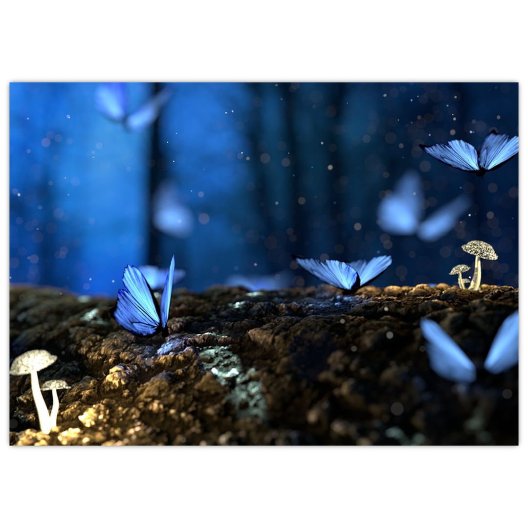Skleněný obraz modrých motýlů (V020434V7050GD)