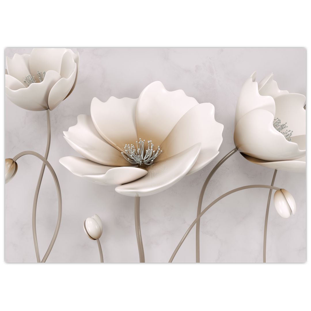 Skleněný obraz bílých květin (V020898V7050GD)